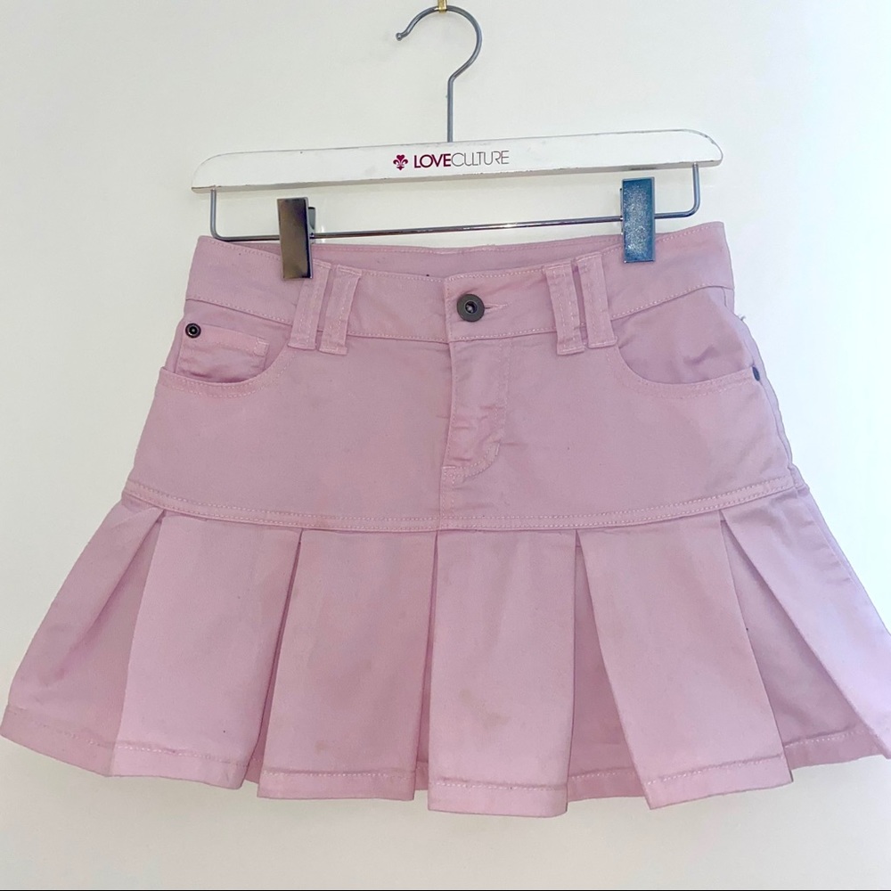 Y2k baby pink pleated mini skirt